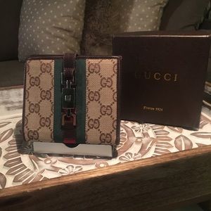 Authentic Gucci Wallet GGJackie Sherry BrownCanvas